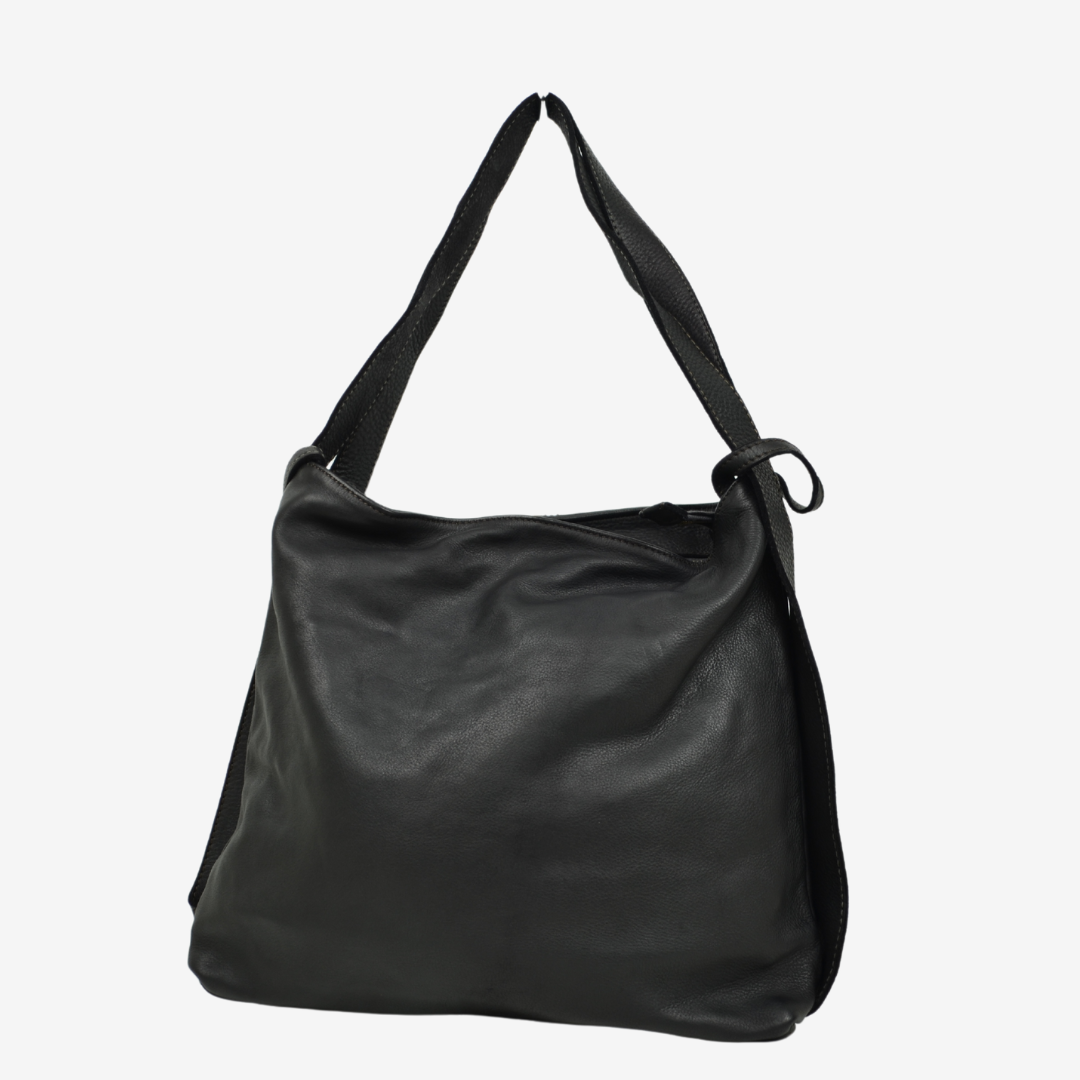 Nappa Borsa Morbida Nera Shoulder Bag In Soft Black Nappa Leather