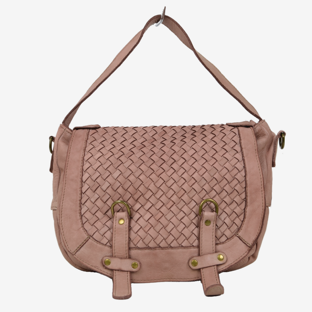Borsa a Sacca Intrecciata Cipria Vera Pelle Sfumata - 2