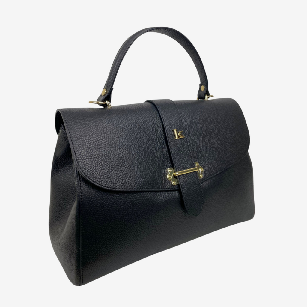 Large Capacious Trunk Handbag in Black Leather - 2