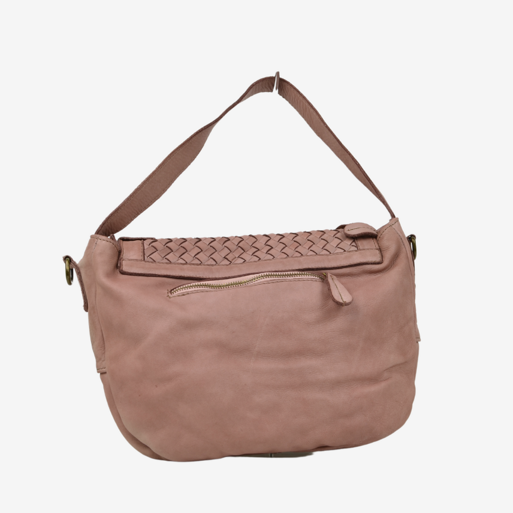 Borsa a Sacca Intrecciata Cipria Vera Pelle Sfumata - 3