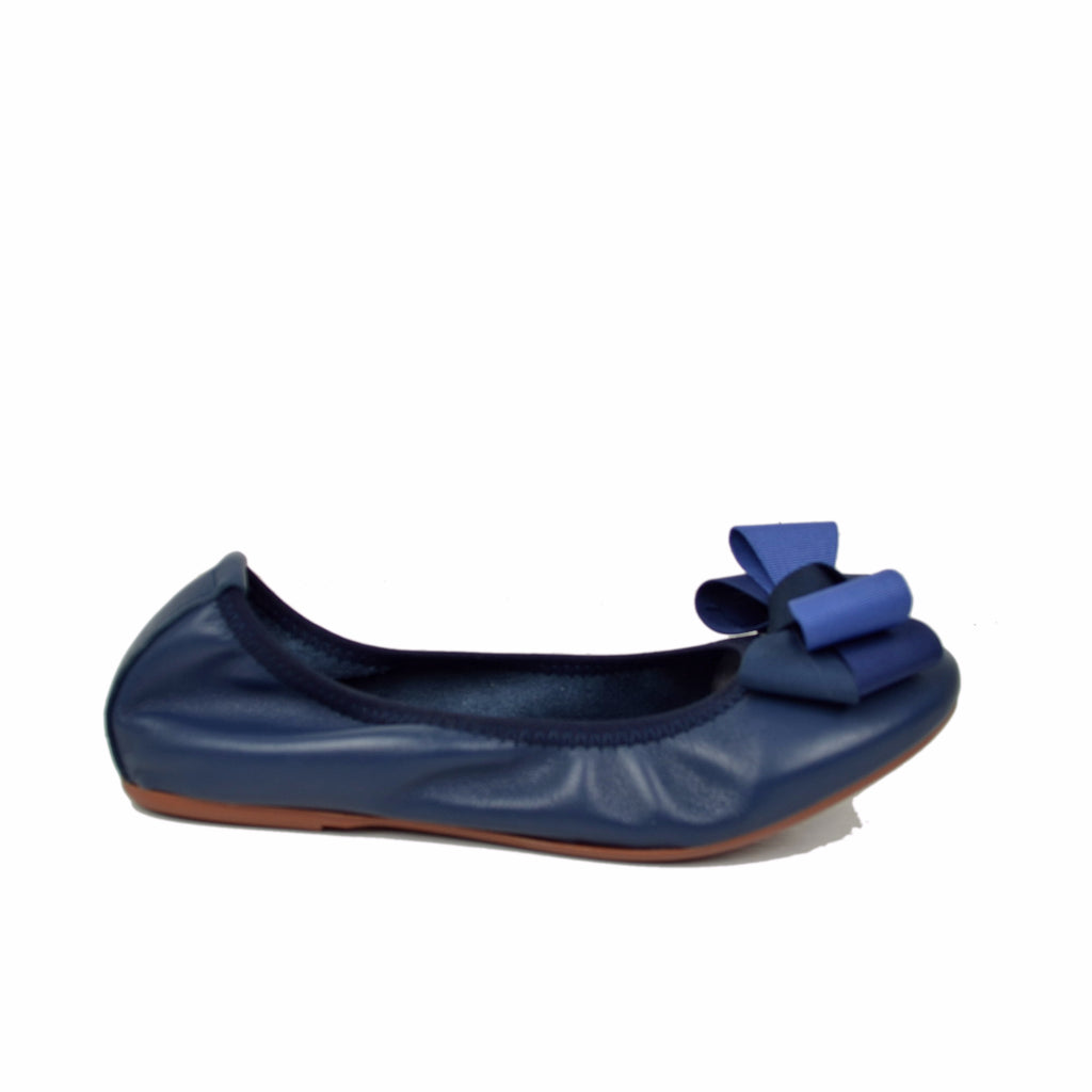 Blue Women's Ballerinas with Elastic Bow and Internal Wedge - 2