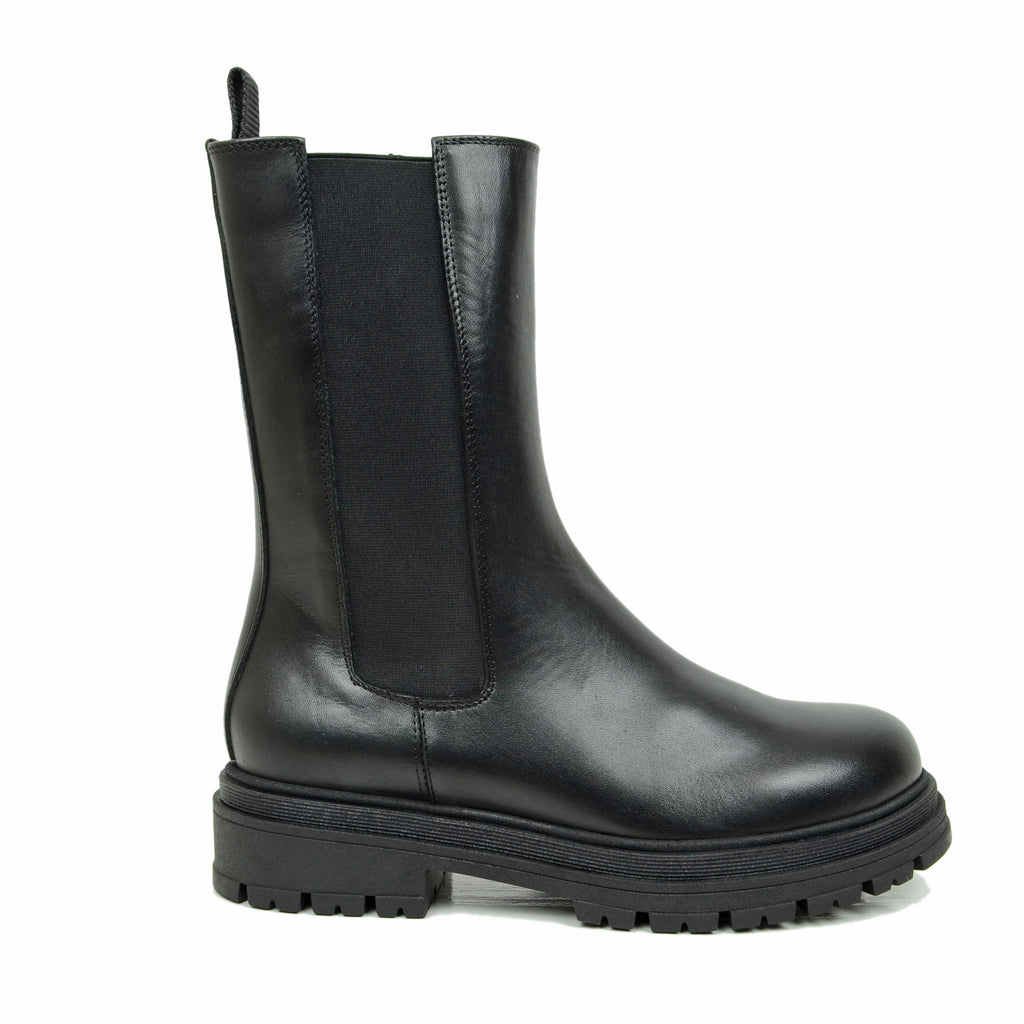 Stivaletti Beatles Donna Neri Made in Italy con Inserti Elasticizzati Platform - 4