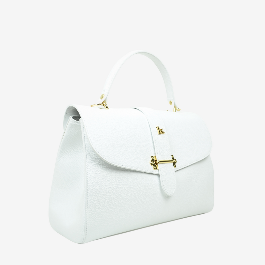 Large Capacious Trunk Handbag in White Leather - 2