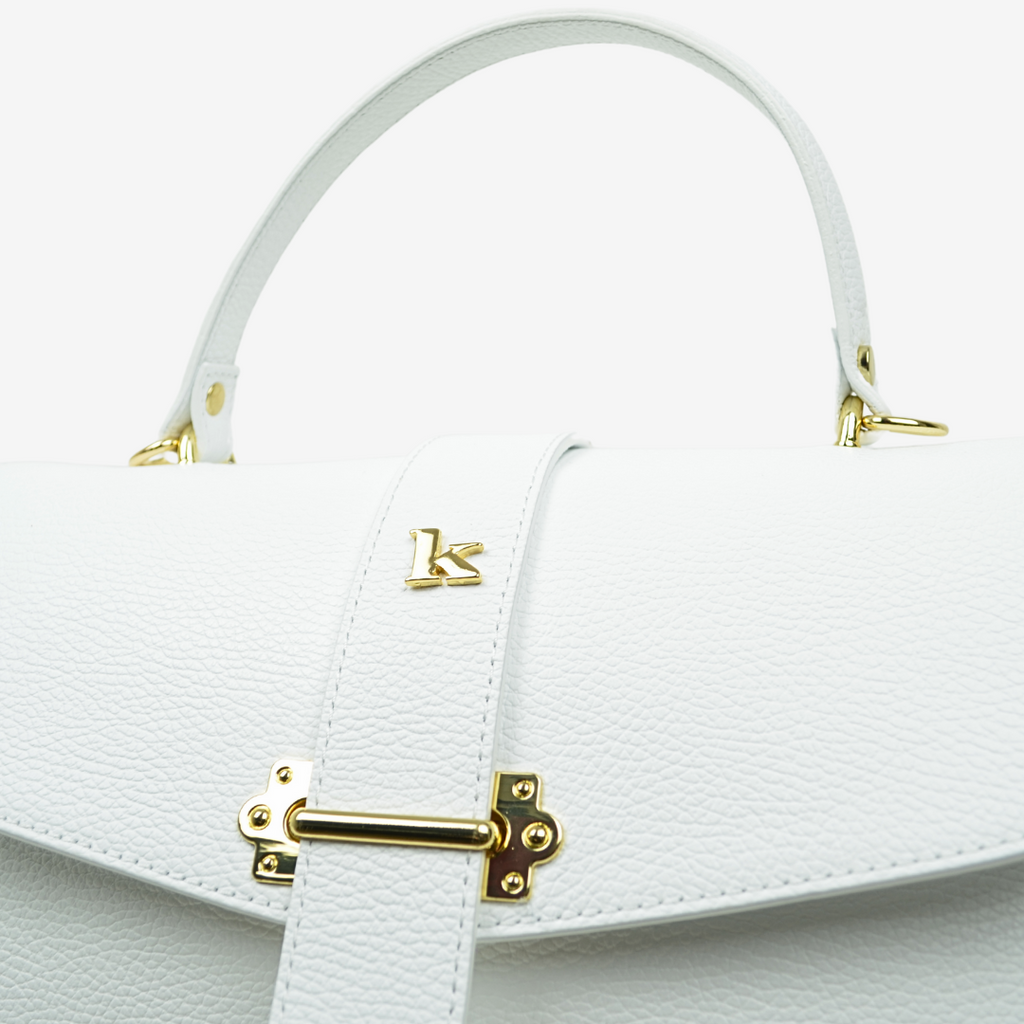 Large Capacious Trunk Handbag in White Leather - 3
