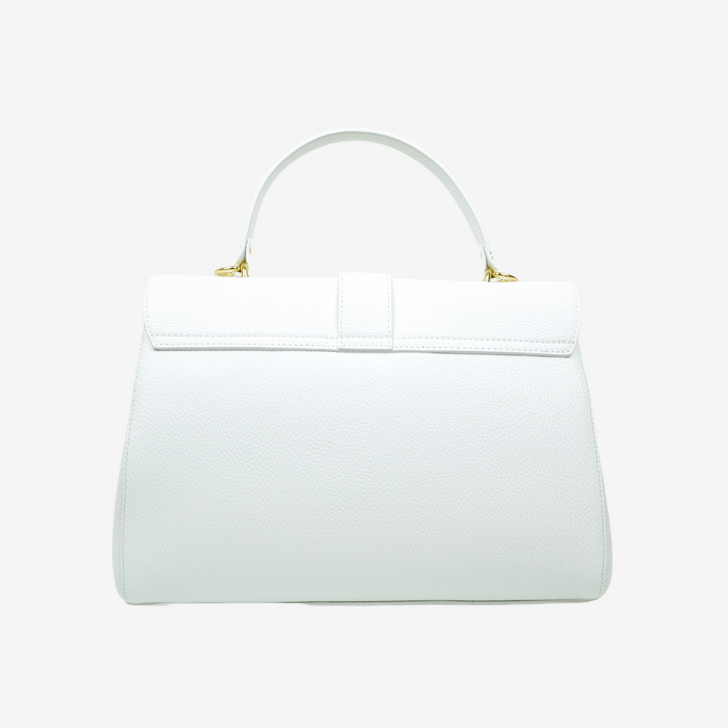 Large Capacious Trunk Handbag in White Leather - 5