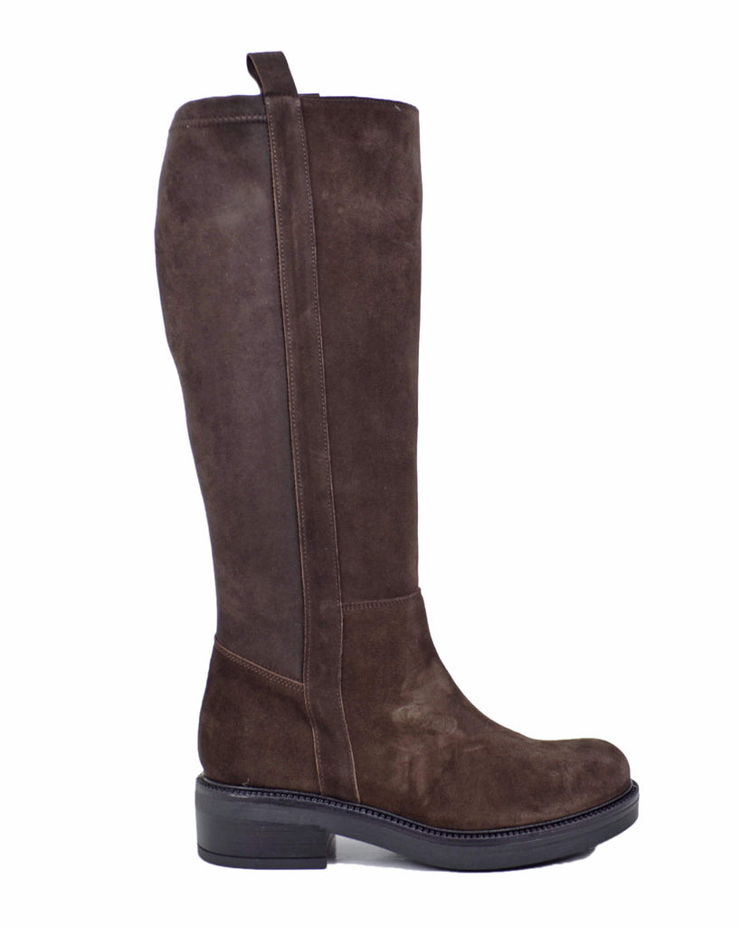 Camperos Bikerstiefel aus braunem Wildleder – XL weiter Stretchschaft - 2