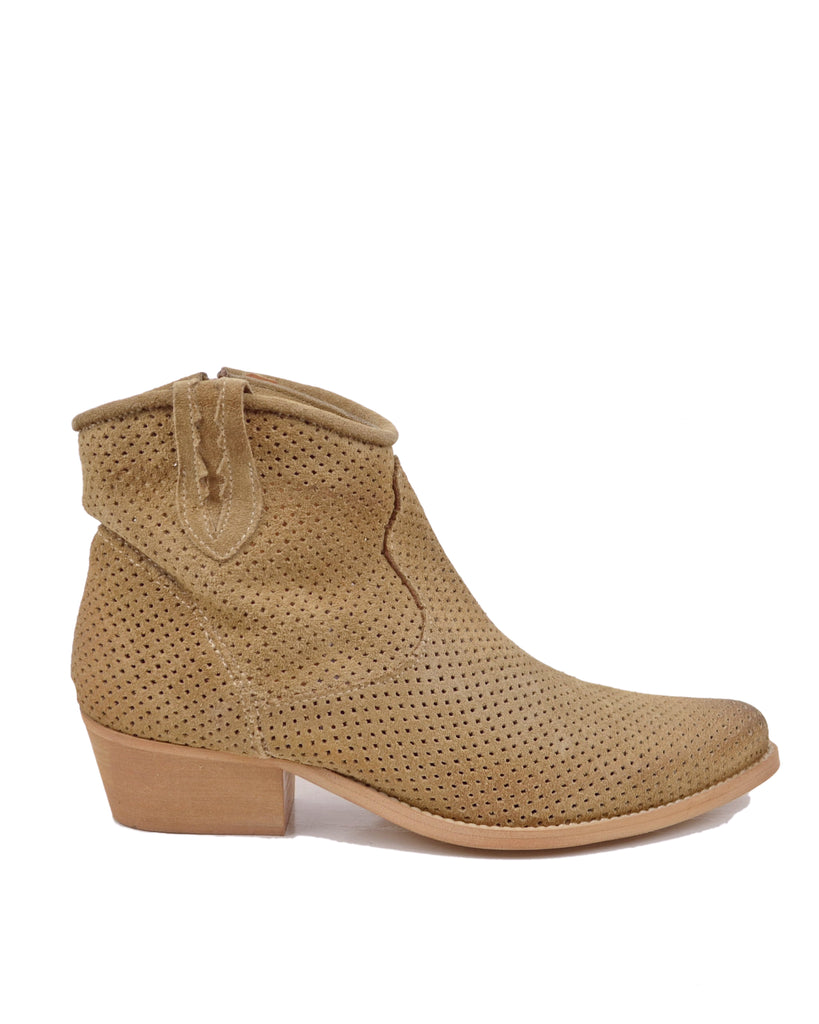Bottines d'été ajourées Western à la cheville en cuir suédé cuir - 2