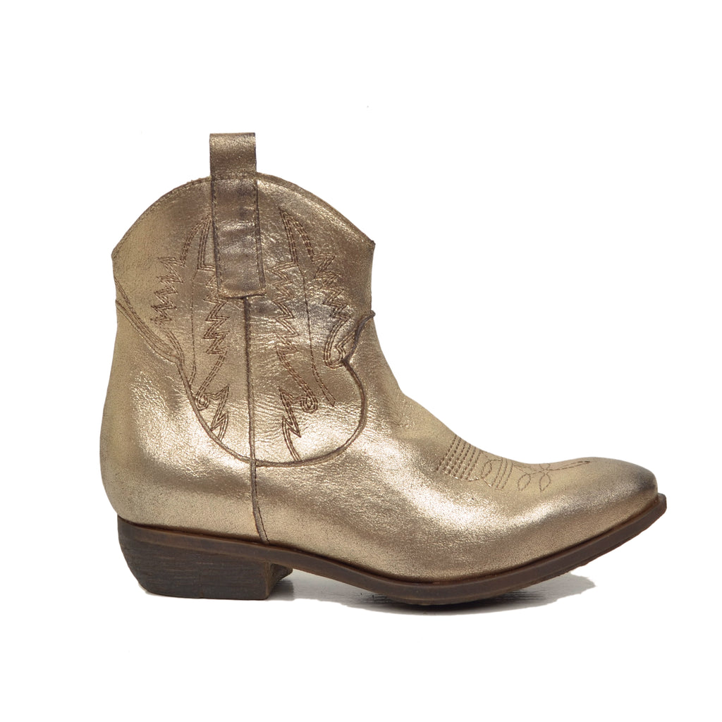 Texan Boots in Vintage Platinum Laminated Leather Made in Italy - 2