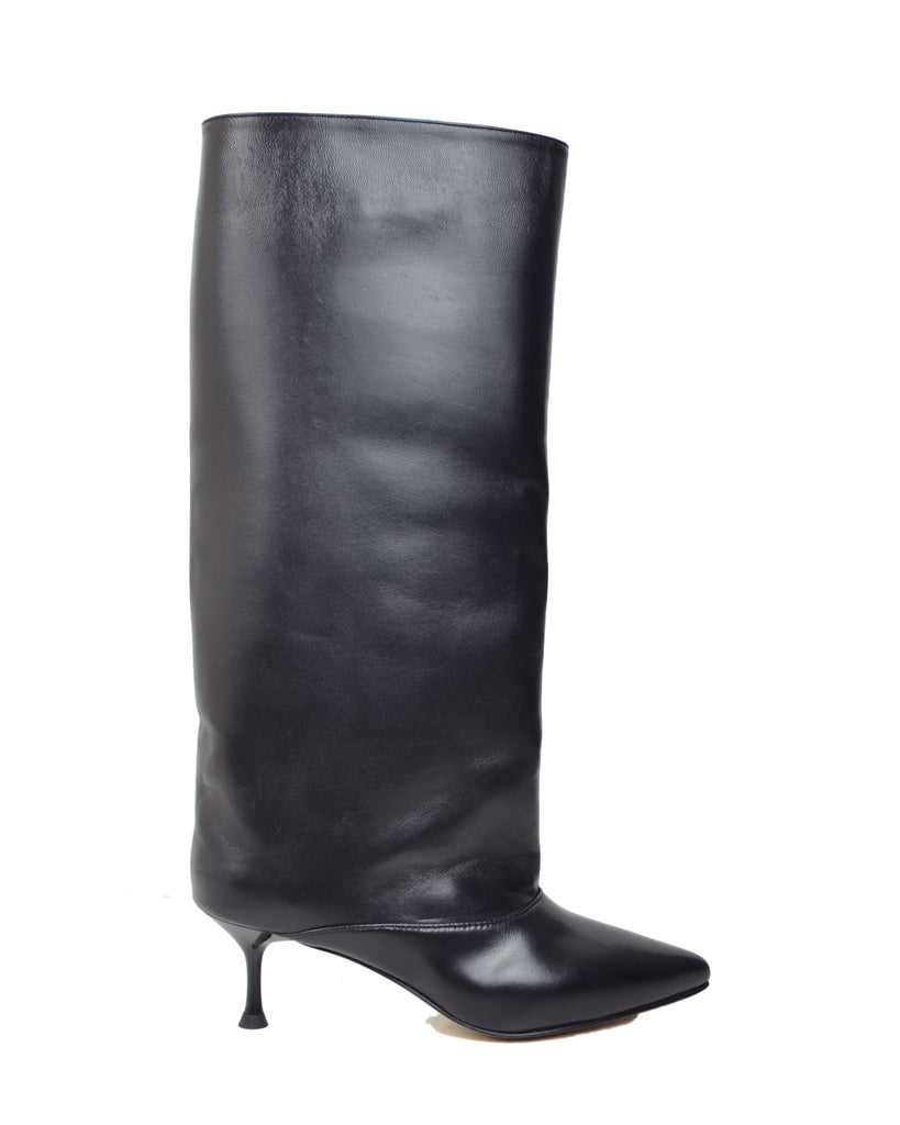 Damen Stiefel Schwarz Leder Spitz Stilettoabsatz Elegant - 2