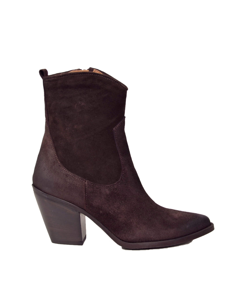 Ankle Boots with 9 cm Heel in Distressed Vintage Effect Leather, Brown - 3