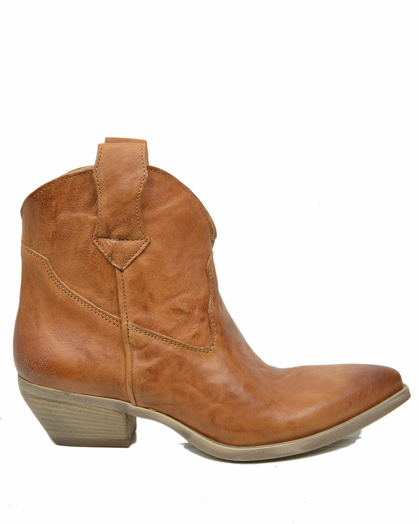 Stivaletti Texanini in Vera Pelle Cuoio Effetto Stropicciato Tacco 5 cm Made in Italy - 2