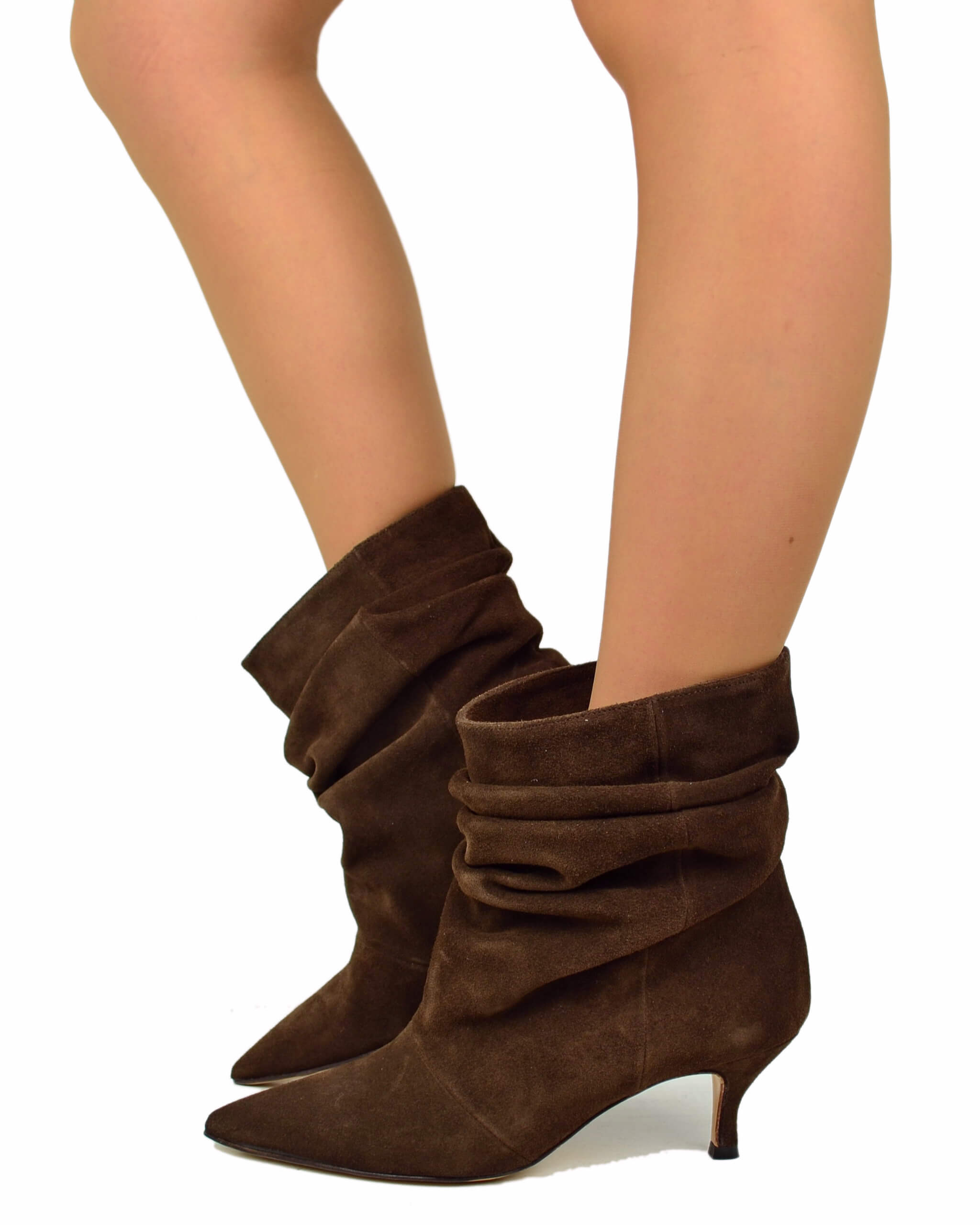 Stivaletti Donna ESSEX GLAM Con Tacco A Blocco - Finta Pelle Scamosciata, Alti 9 Cm, Taglie 36-41, Colore Nero/Beige