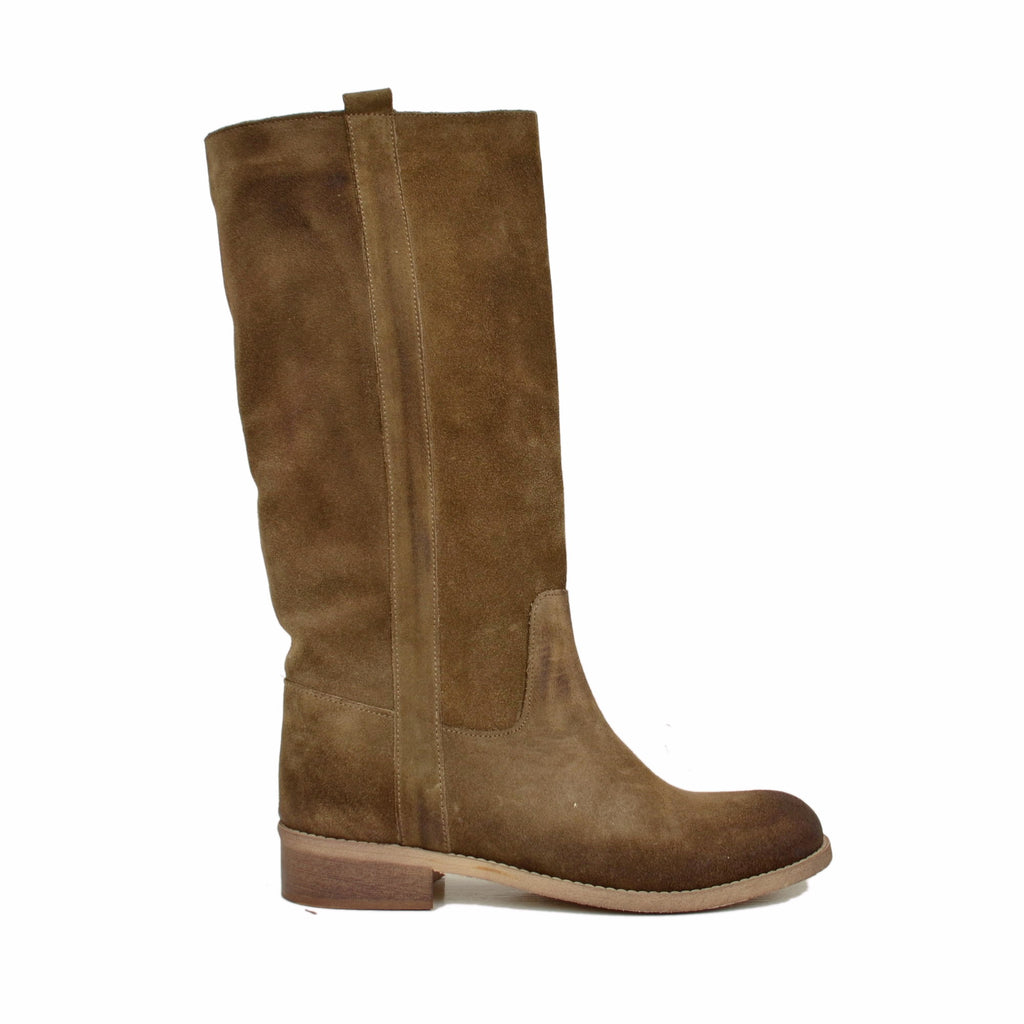 Camperos Women's Taupe Boots in Vintage Suede Leather - 2