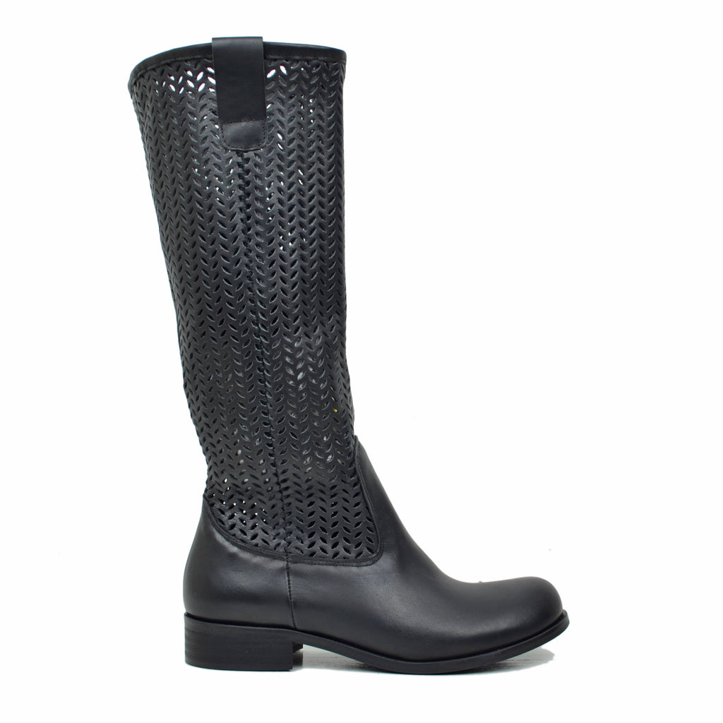 Damen-Sommerstiefel aus perforiertem Wildleder in Taupe - 3