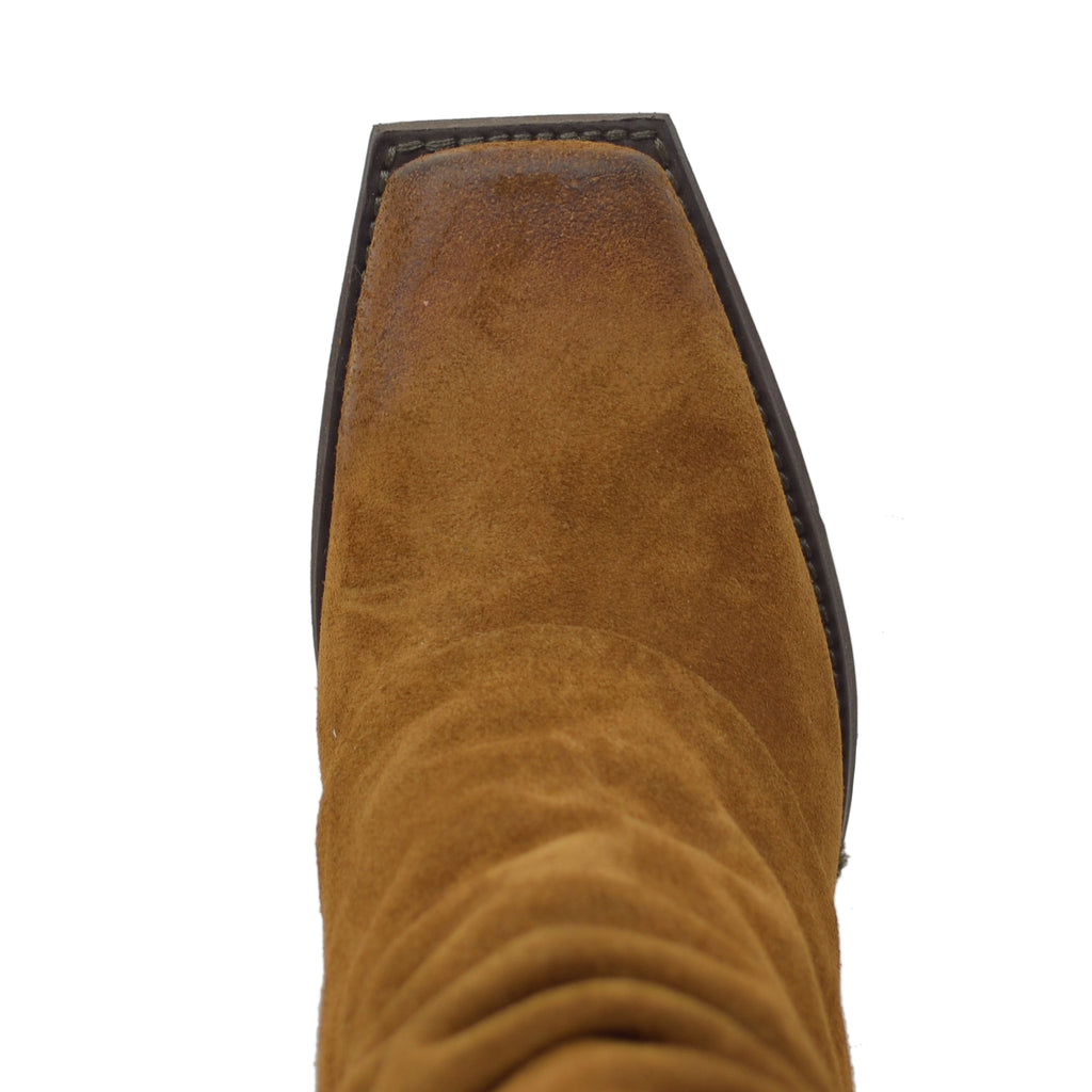 Texan Suede Ankle Boot with Square Toe Leather Gaiter - 5