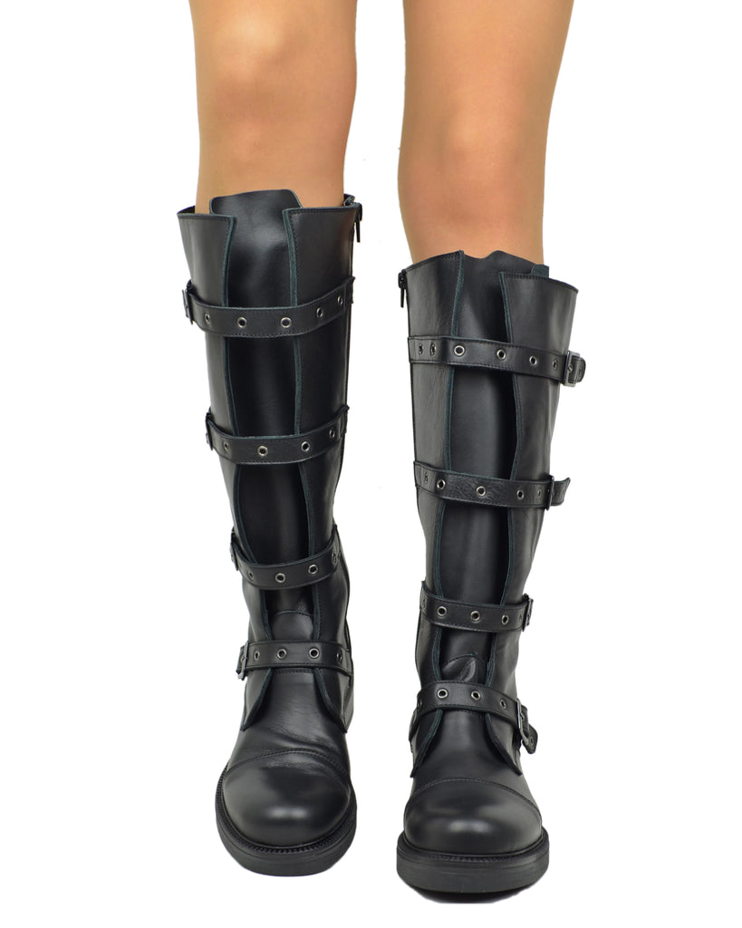 Biker Stivali con Gambale Largo XL Regolabile Perfetto per Polpacci Curvy Plus Size - 4