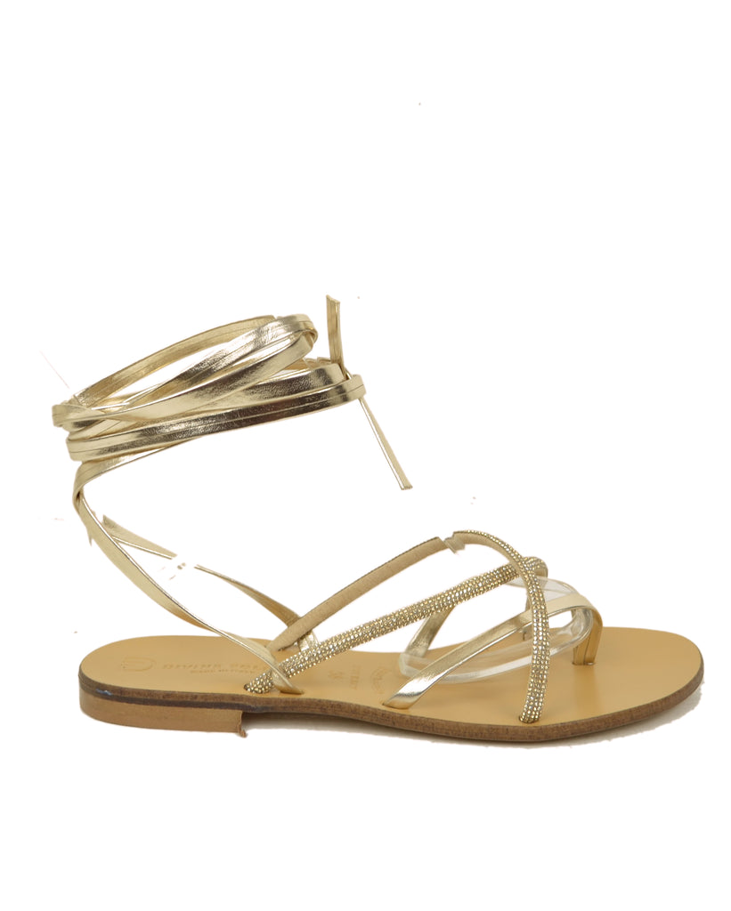 Sandalen mit Strasssteinen, Flip-Flops, Gladiator, echtes Leder, DIVINE FOLLIE - 2