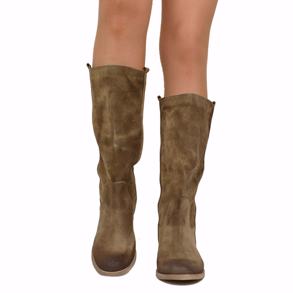 Camperos Women's Taupe Boots in Vintage Suede Leather - 5