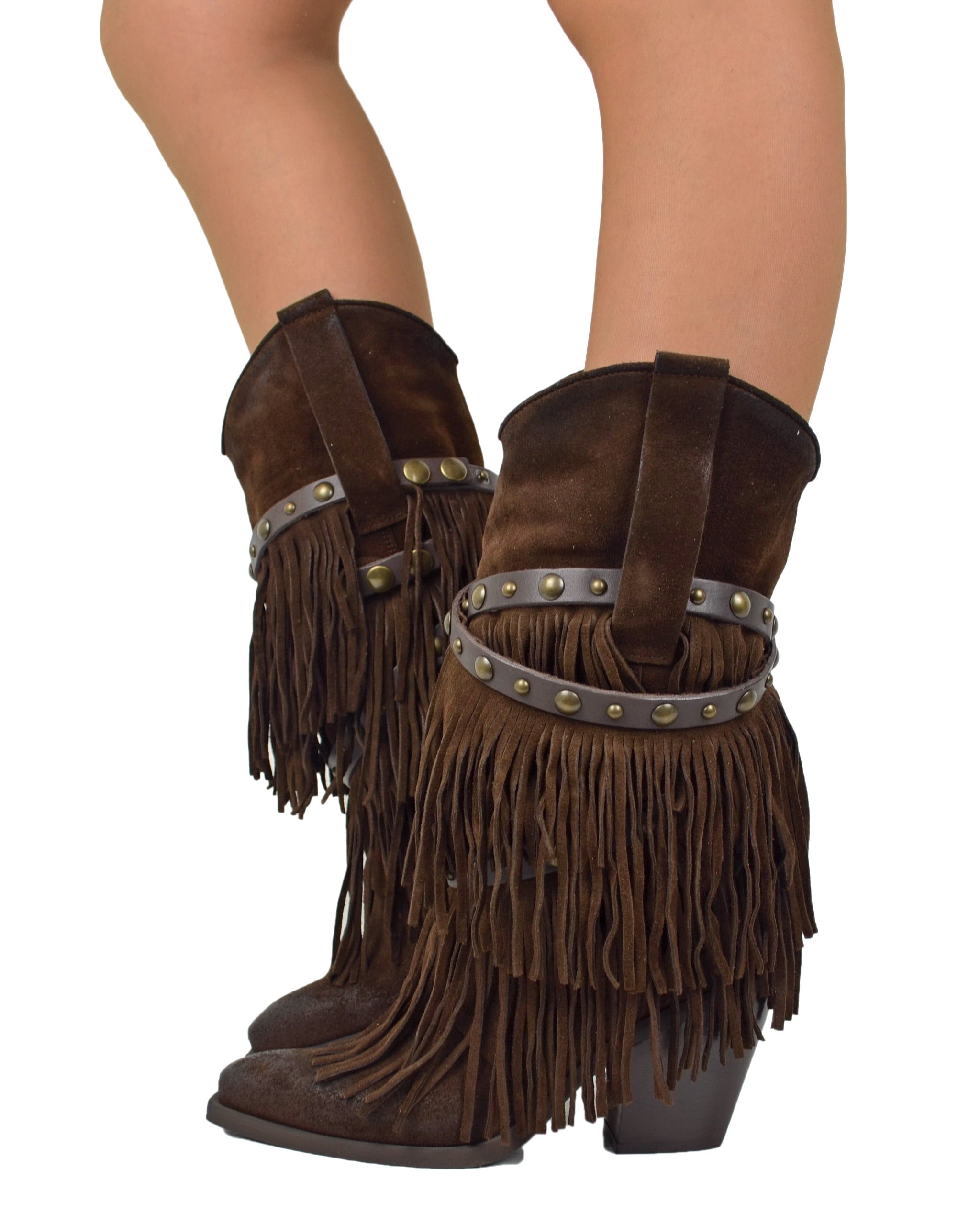 Memmyly Stivali Indiani Da Donna Stile Frange Ankle Boots Stivaletti