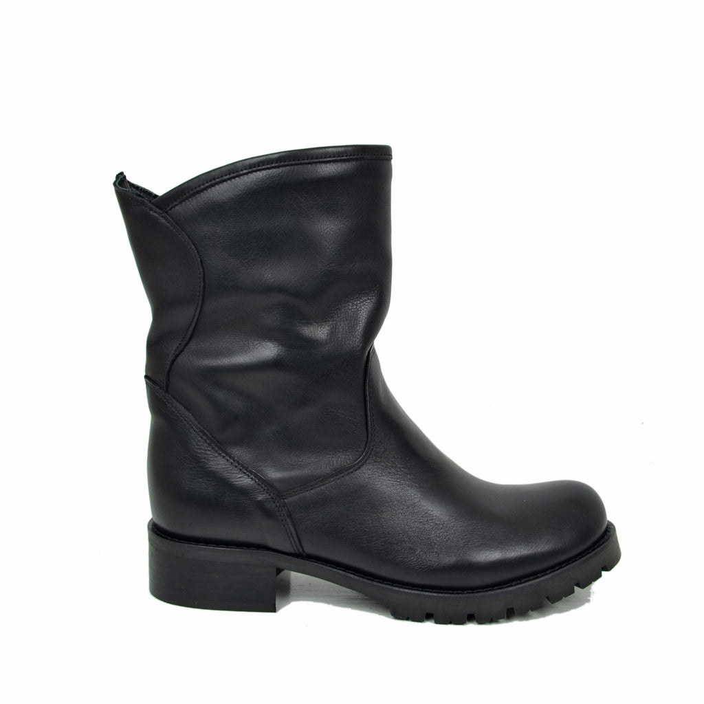Stivali Donna Biker Neri Classici in Pelle Made in Italy - 2