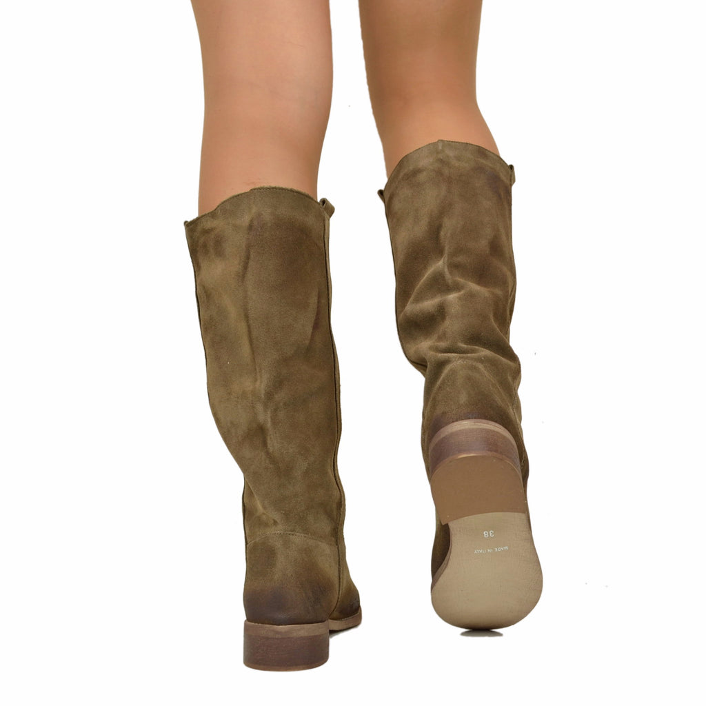 Camperos Women's Taupe Boots in Vintage Suede Leather - 4