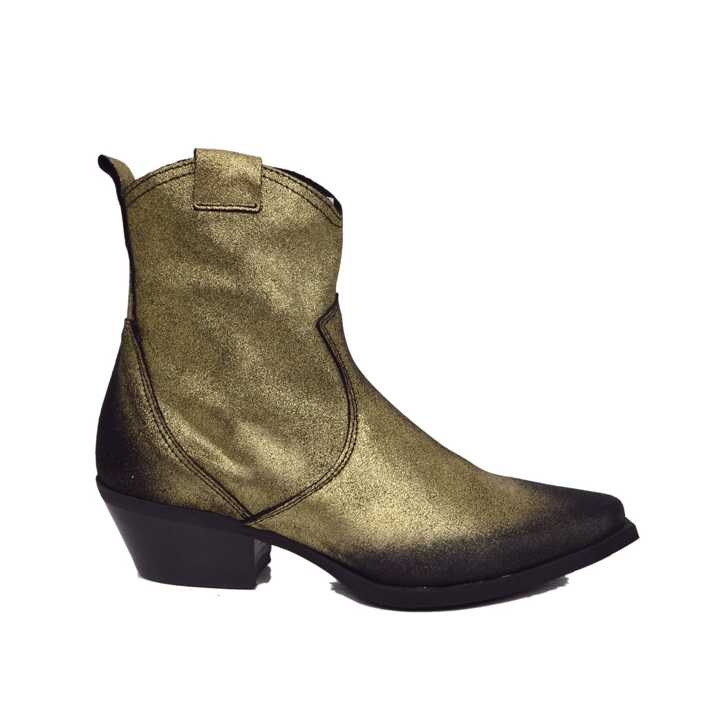 Texan Ankle Boots in Vintage Platinum Laminated Leather with Zip - 2