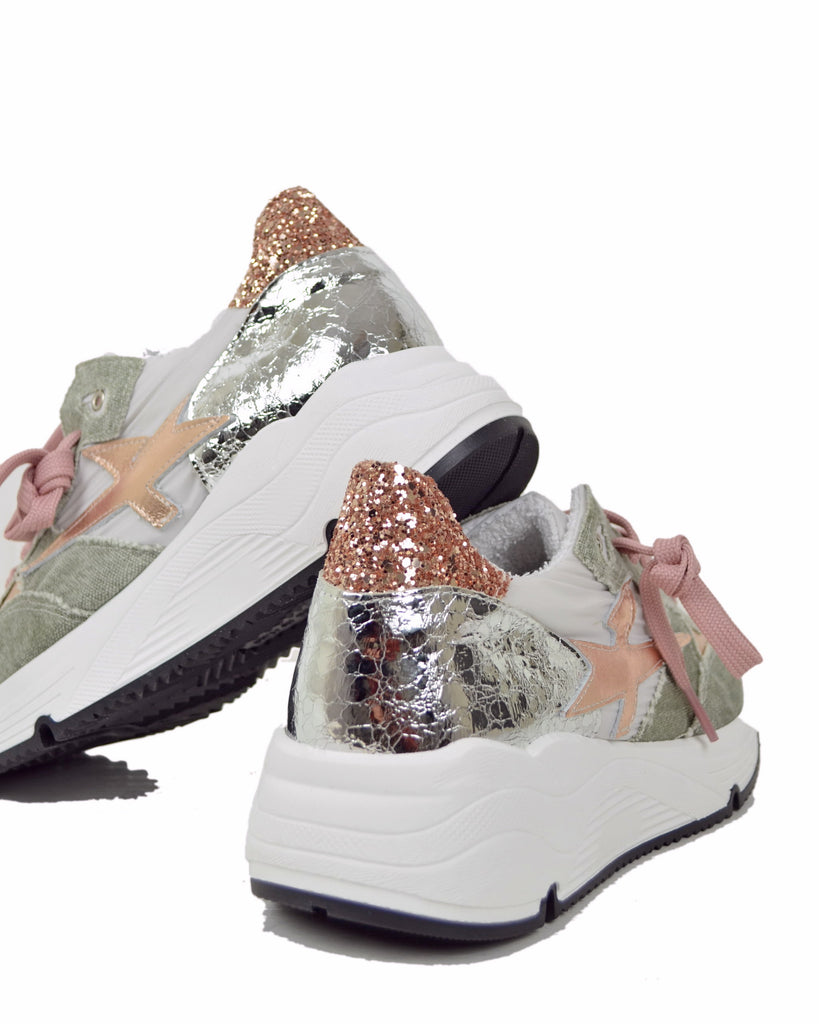 Sneakers DIVINE FOLLIE in Denim Primavera Estate Verde Rosa Glitterate - 2