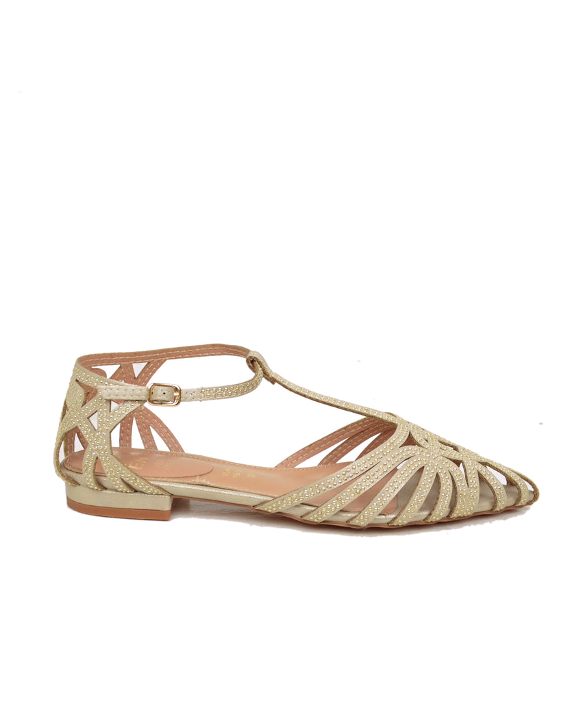 Ballerine con Borchiette Eleganti a Punta SlingBack CAFFéNero Laminato Platino - 4