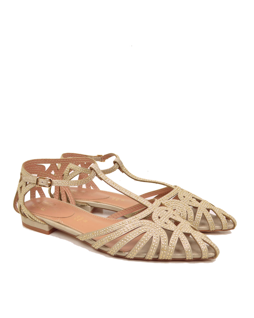 Ballerine con Borchiette Eleganti a Punta SlingBack CAFFéNero Laminato Platino - 2