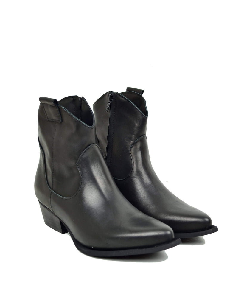 Stivali Texani alla Caviglia in Pelle Neri DIVINE FOLLIE Df122 - 2