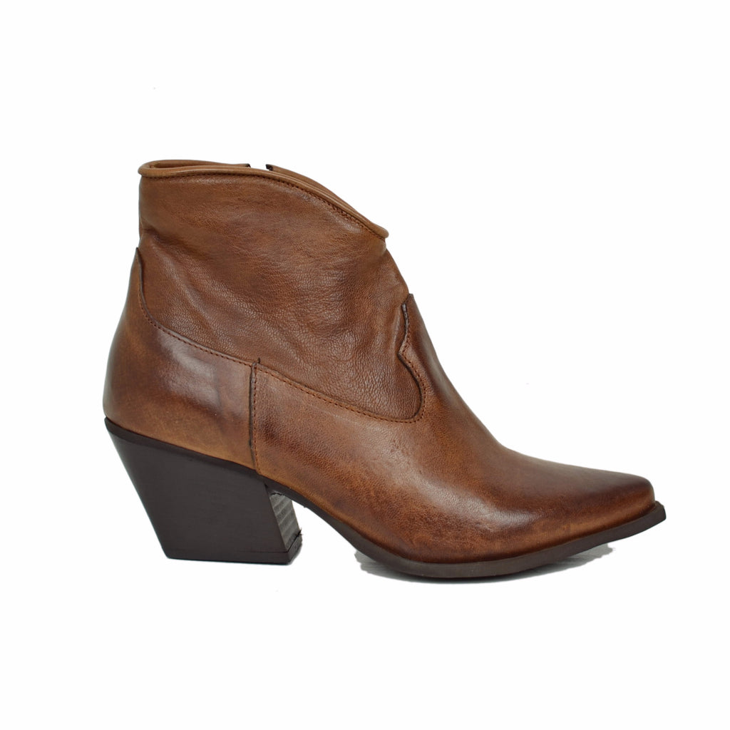 Women's Texanini Ankle Boots in Black Smooth Leather Made in Italy - 2
