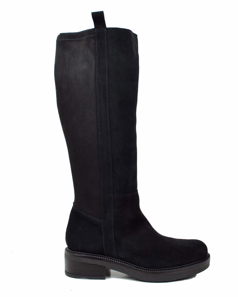 Camperos Bikerstiefel aus schwarzem Wildleder – XL weiter Stretchschaft - 6
