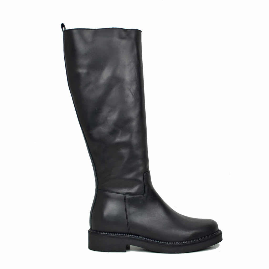 Classic High Boots Camperos Round Toe with Zip in Real Leather - 2