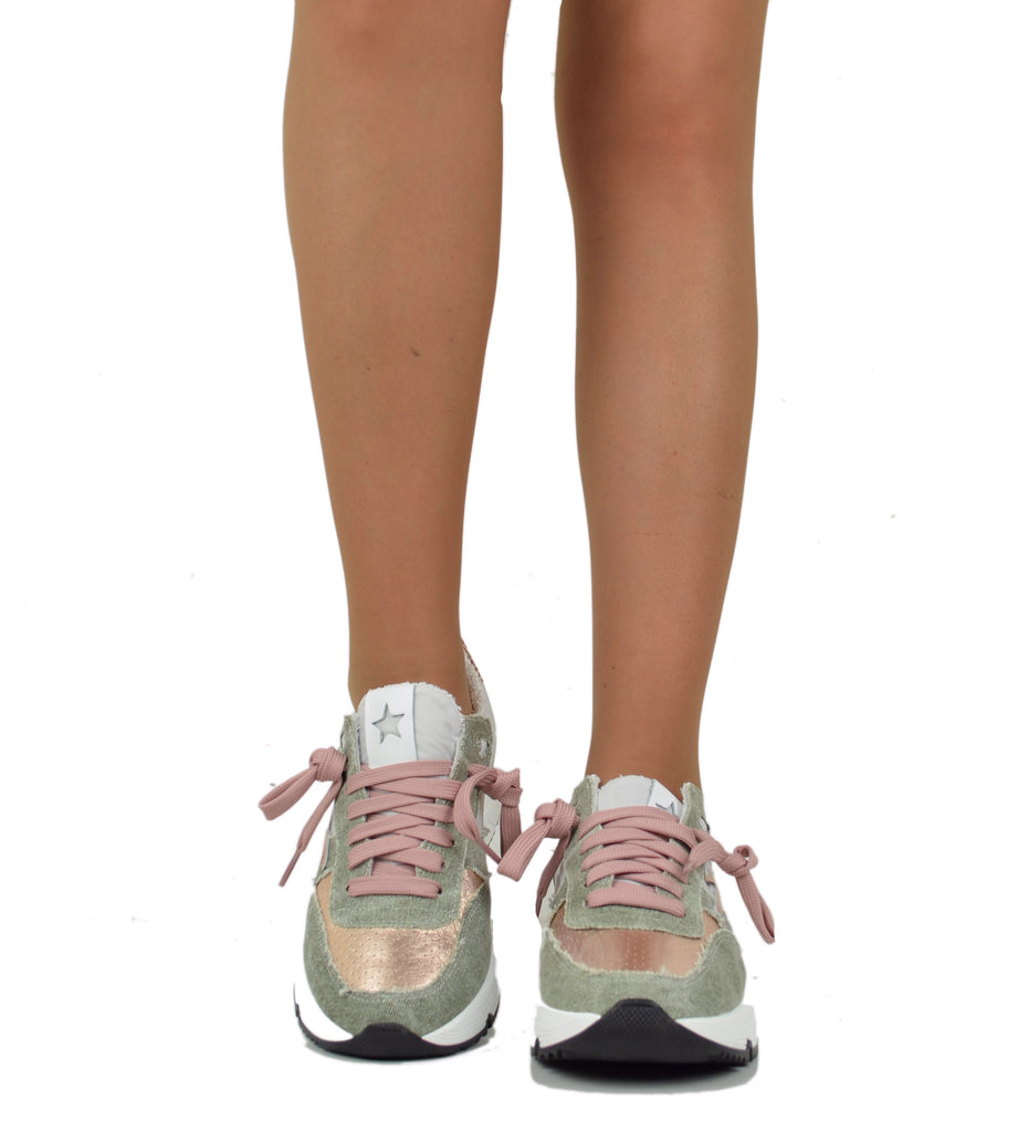 Sneakers DIVINE FOLLIE in Denim Primavera Estate Verde Rosa Glitterate - 6
