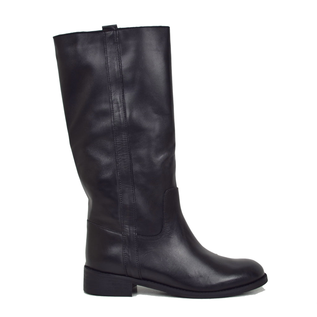 Camperos Women's Black Genuine Leather Classic Riding Boots - 2