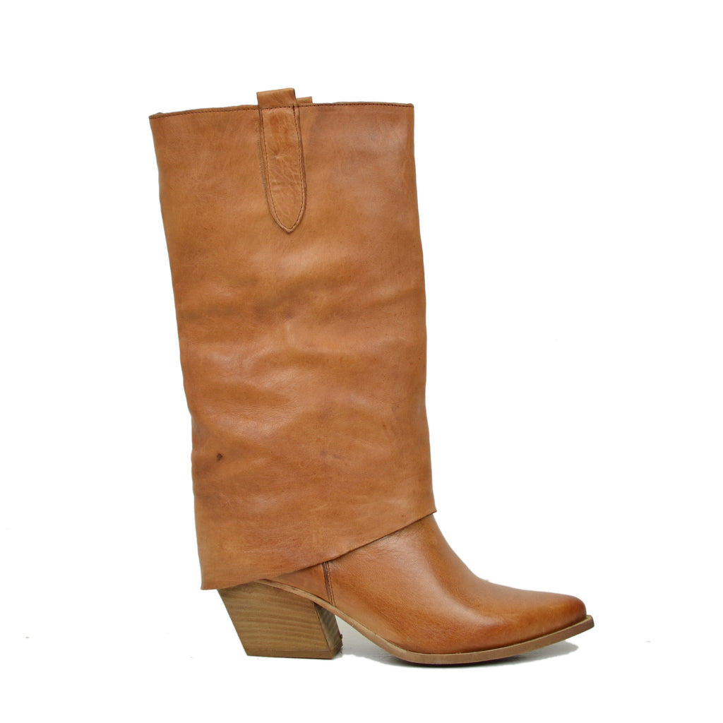 Cowboystiefel mit Gamasche aus Leder handgefertigt Made in Italy - 5