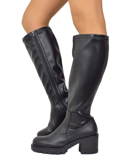 Stiefeletten Damen Damenstiefel Schwarz Leder Weitschaft Damen