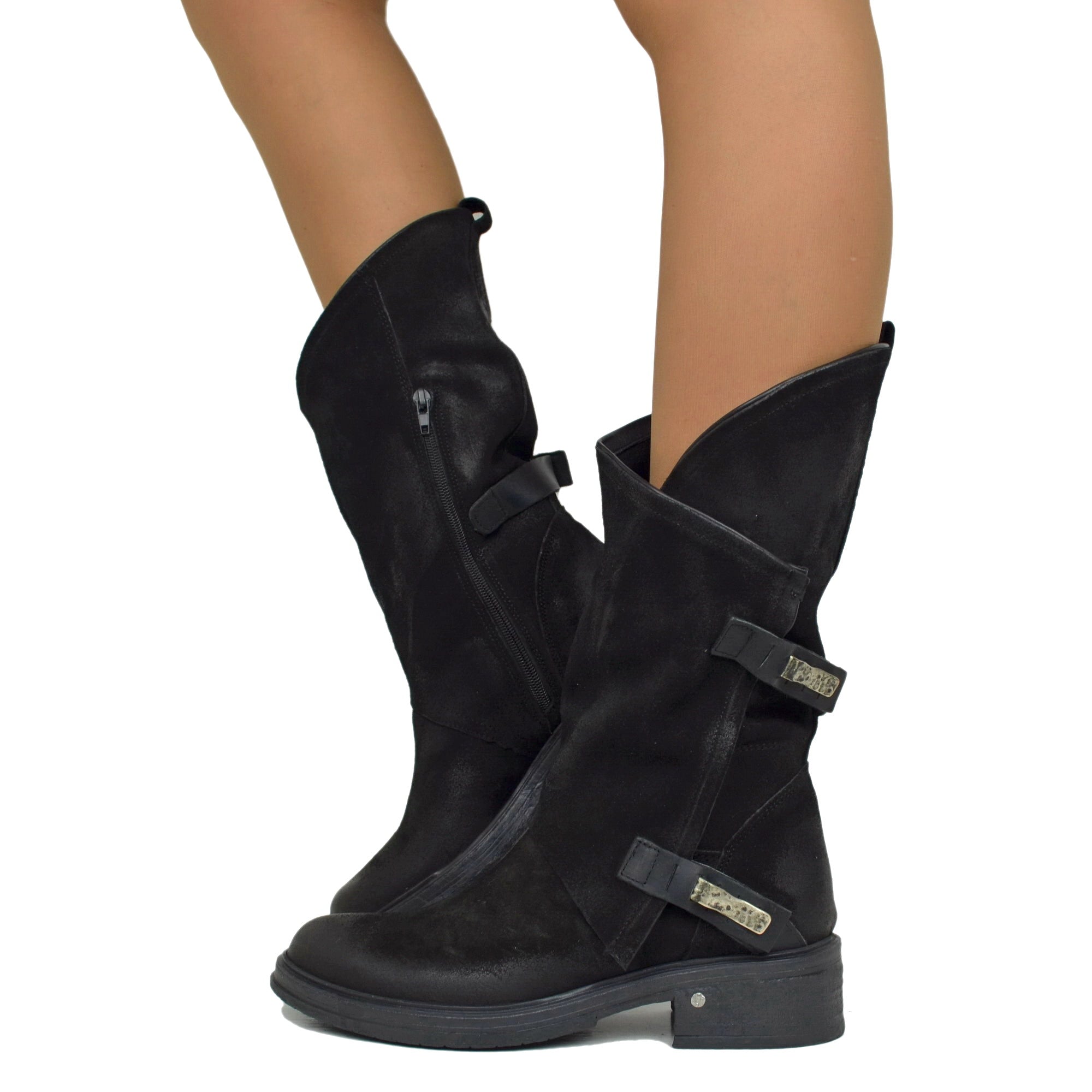 Bottines Alida Bottine Coolway Women's Black Biker Boots In