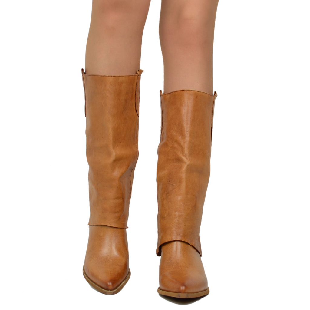 Cowboystiefel mit Gamasche aus Leder handgefertigt Made in Italy - 2