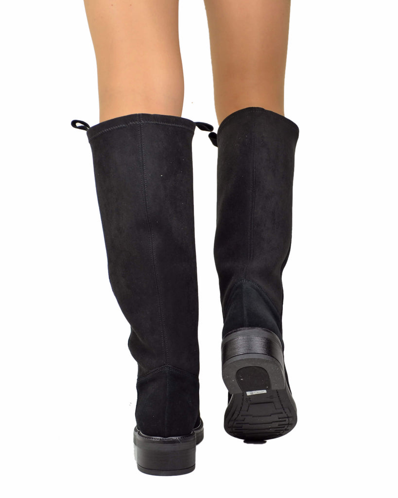 Camperos Bikerstiefel aus schwarzem Wildleder – XL weiter Stretchschaft - 5