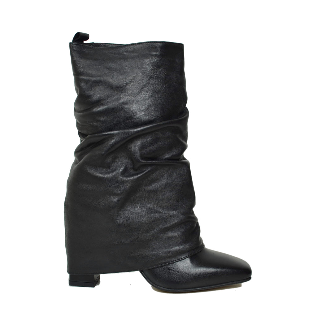 Stivaletti con Ghetta Tacco Alto 9 cm Grintosi Punta Quadrata DIVINE FOLLIE Neri - 2