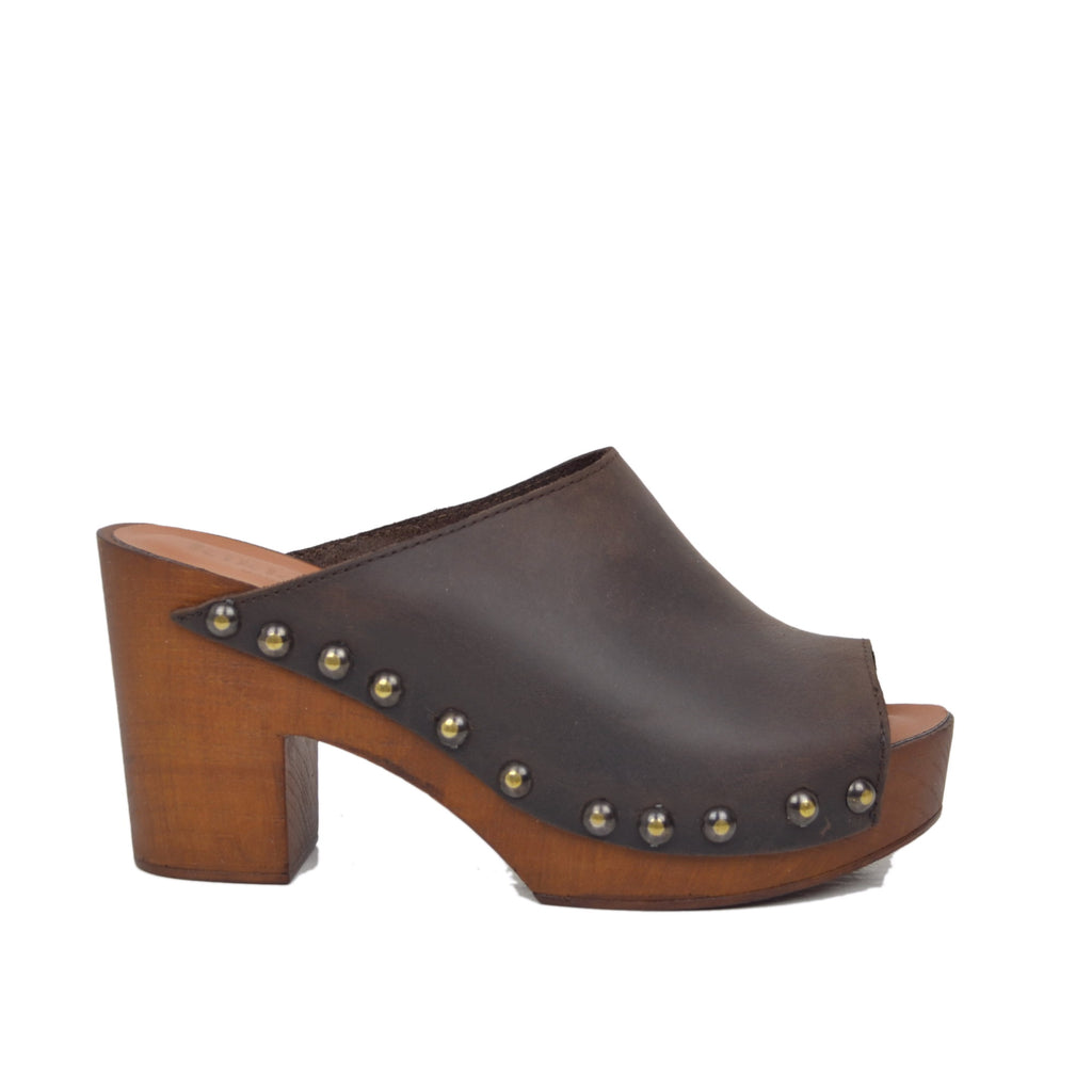 Women's clog in leather Myform sole - 2