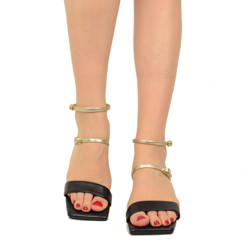 Elegant Black Women's Sandals with Adjustable Strap Made in Italy - 3