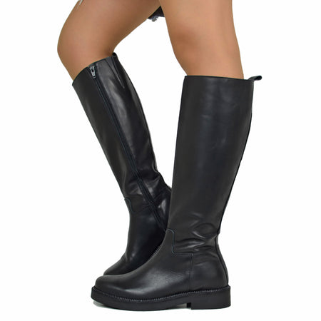 Camperos Stivali Texani Neri Alti Bianchi Stivali Alti Camperos