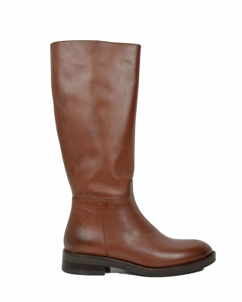 Stivali Cavallerizza Vera Pelle Fondo Gomma con Zip Sportivi Classici Cuoio - 2