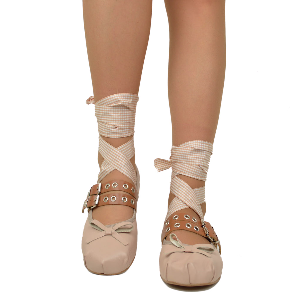 Schwarze Schiava-Ballerinas aus Nappaleder mit zweifarbigen Schnürsenkeln und quadratischer Spitze - 6