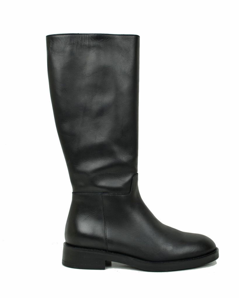 Equestrian Leather Boots – Rubber Sole, Zip, Classic Black - 6