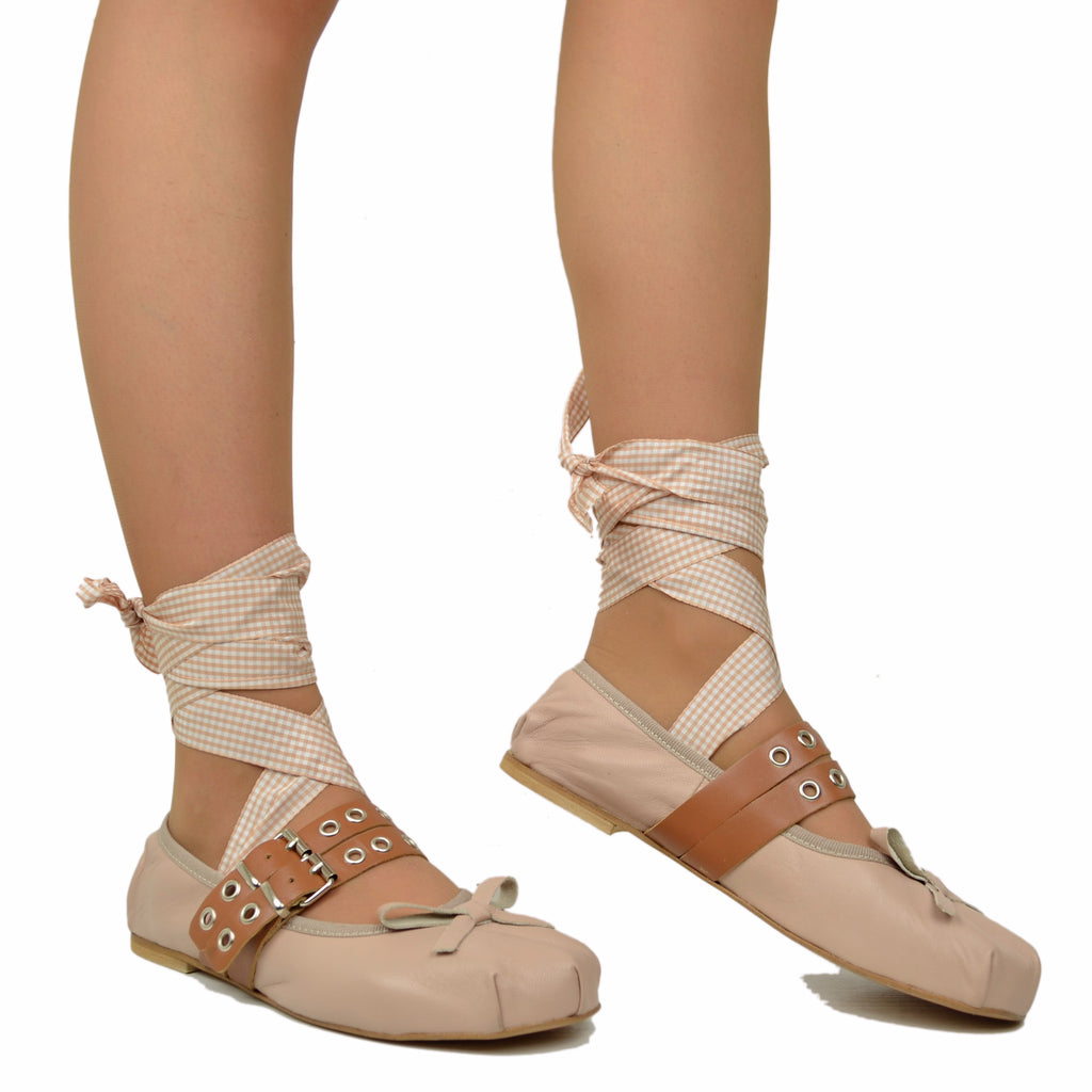 Schwarze Schiava-Ballerinas aus Nappaleder mit zweifarbigen Schnürsenkeln und quadratischer Spitze - 3