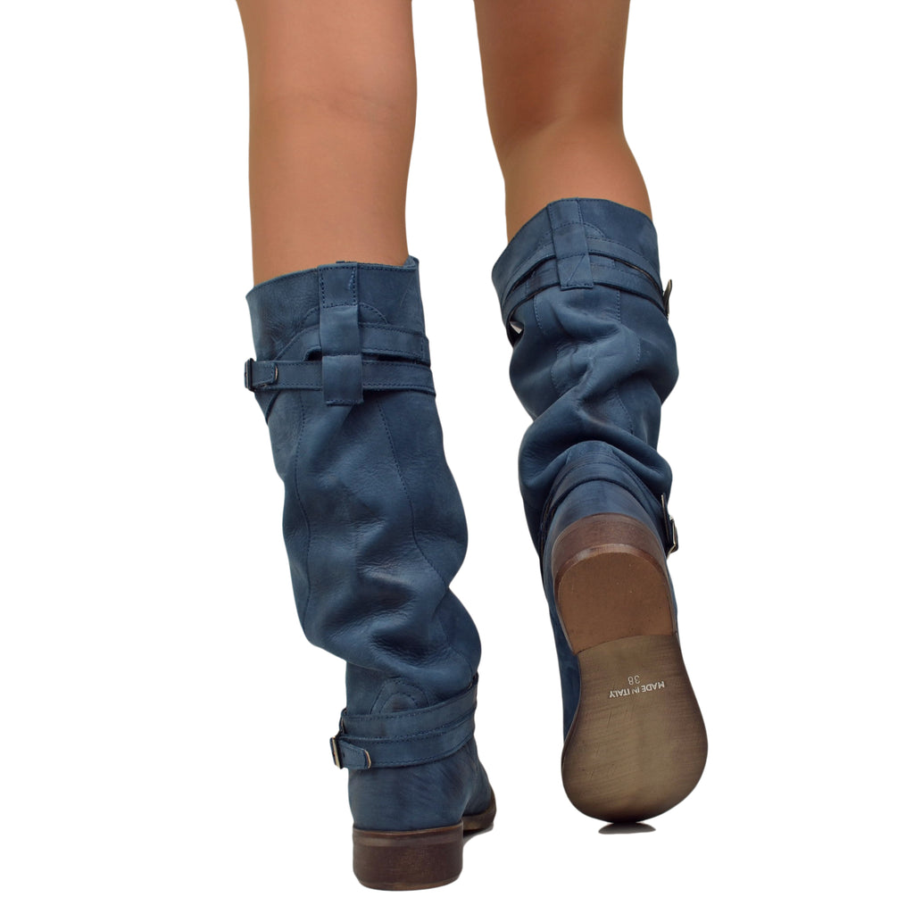 Hohe Damenstiefel von Camperos aus Vintage-Jeansleder mit Farbverlauf - 5