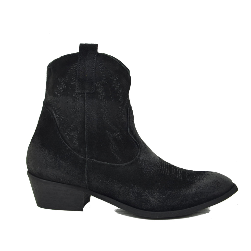 Texanini Ankle Boots Quilted Black Suede - 2